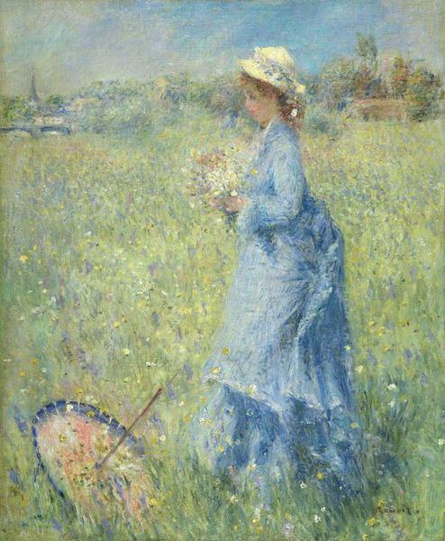 Pierre-Auguste Renoir Femme cueillant des Fleurs oil on canvas painting by Pierre-Auguste Renoir oil painting picture